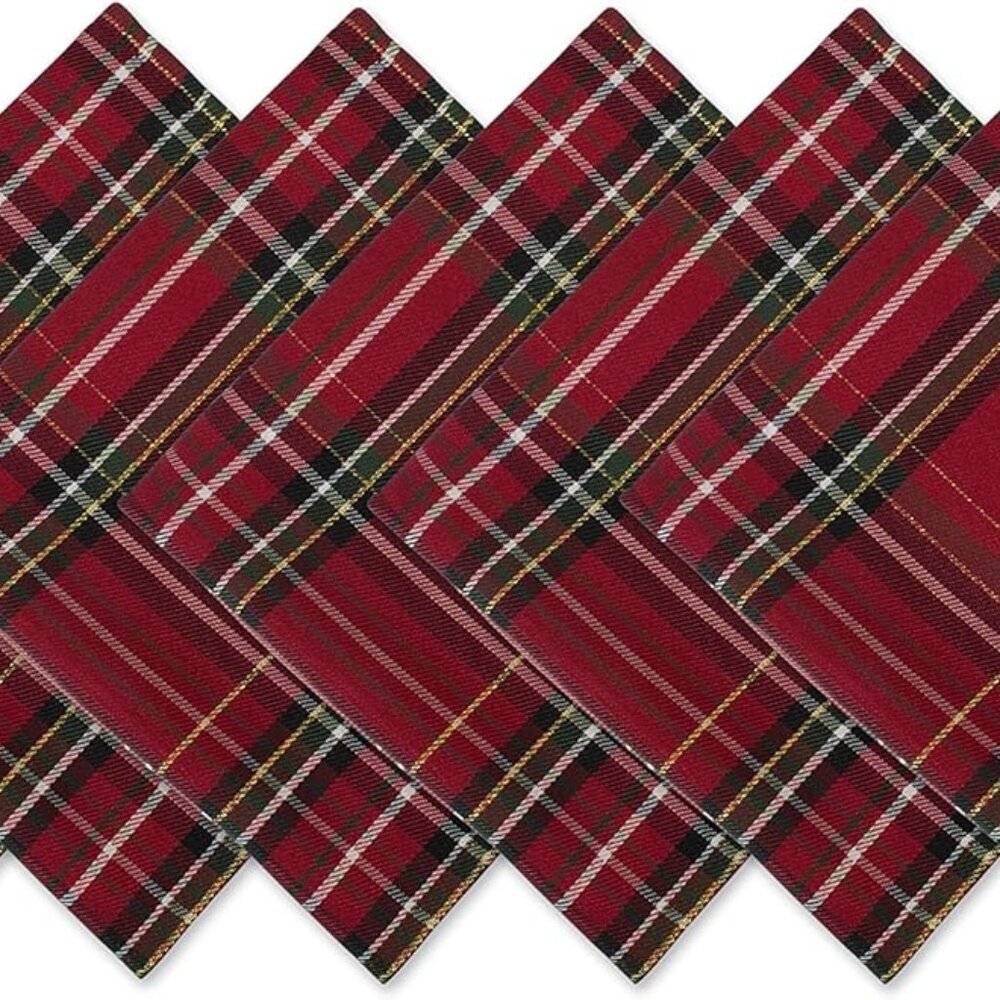 Holiday Dining Table & Kitchen Décor Metallic Fabric, Christmas Napkin Set, 20x2